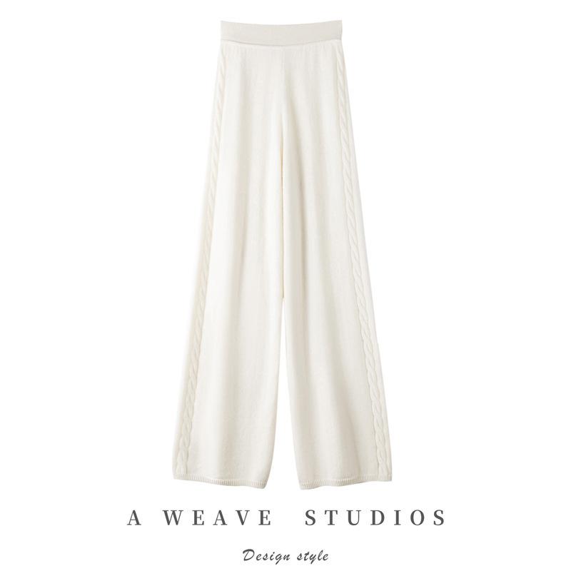 Женские брюки прямого кроя из 100% кашемира толстой вязки «косичка» 25FW