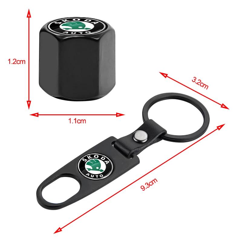 AAAJH1 Car Keychain Tire Valve Cap Car Styling Accessories For Skoda Octavia MK2 MK1 2 3 A5 A7 A8 Fabia Karoq Superb Rapid Kamiq Scala
