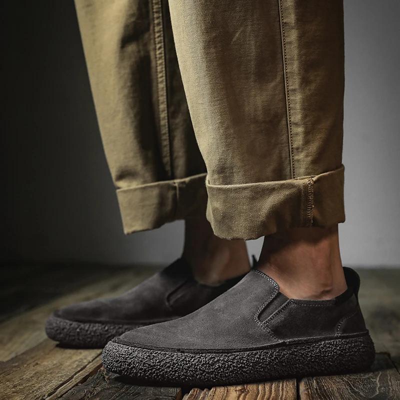 2024 Новые мужские повседневные туфли из натуральной кожи итальянские мужские замшевые мокасины слипоны мужские туфли на плоской подошве дышащие мужские туфли для вождения