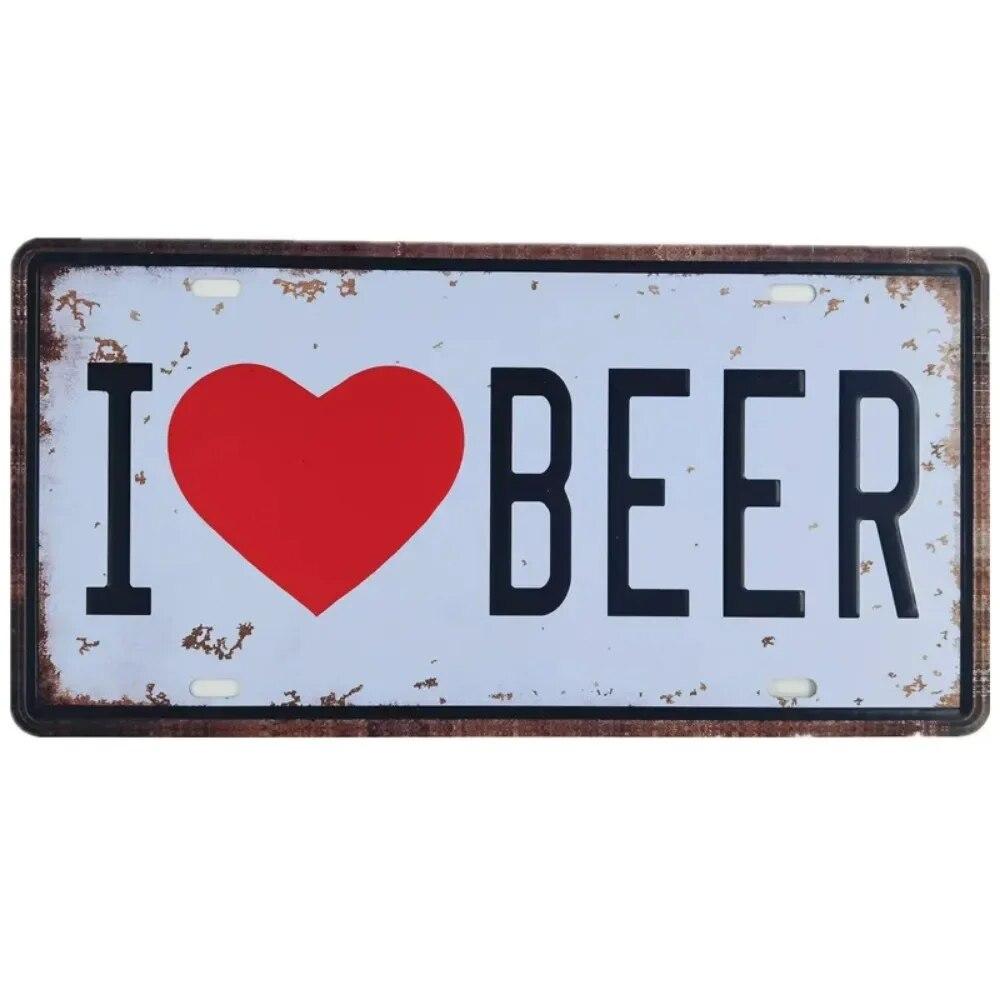 Metal Tin Sign Car License Plate Beer Beach USA Art Poster Shabby Plaque Iron Poster Pub Wall Sticker Decor