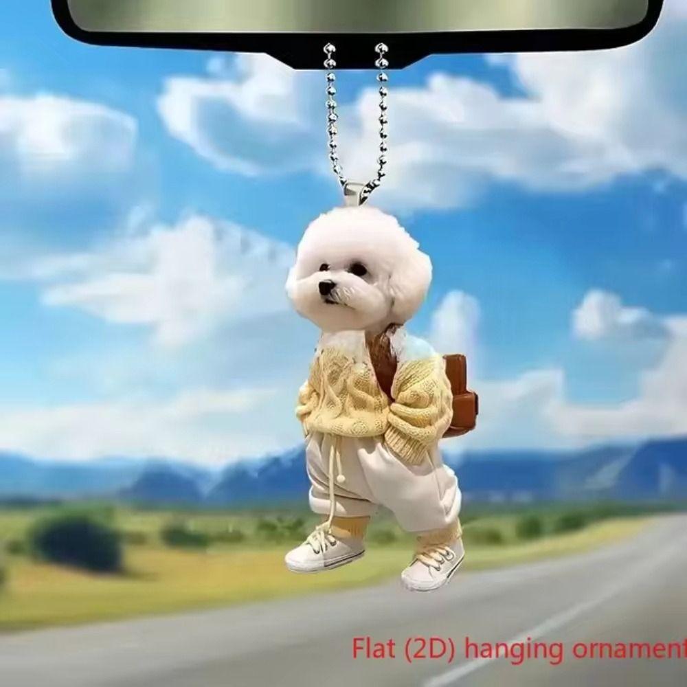 Креативные подвески для автомобиля Щенок Человек Рюкзак Акриловая плоская подвеска для автомобиля