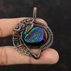 Titanium Druzy Pendant Copper Wire Wrapped Pendant Original Gemstone Pendant Copper Jewelry Handmade Boho Pendant Wire Jewelry Gift For Her