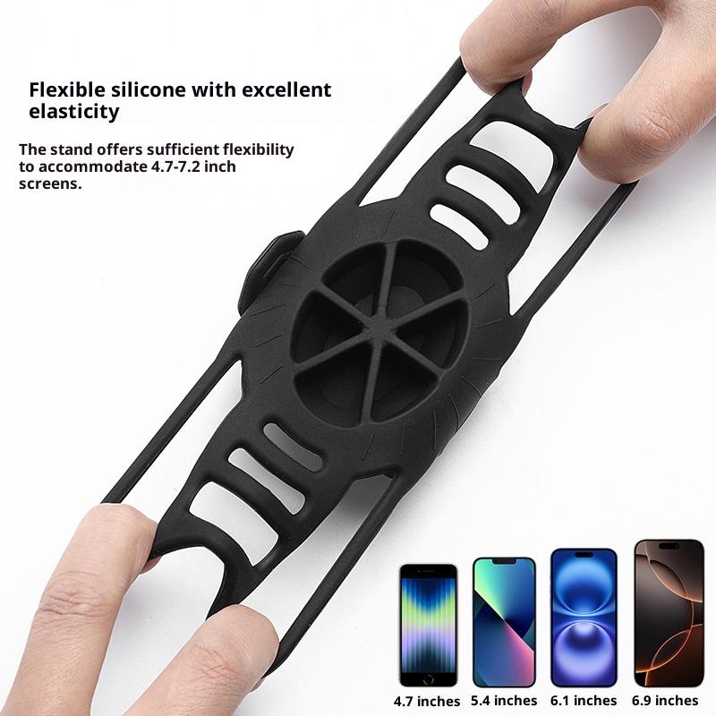 BENGGUO Bicycle Phone Mount Adjustable Silicone Elastic Strap Holder for 4.7-7.2 Inch Devices Bike Handlebar Bracket, Black