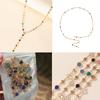 Colorful Crystal Necklace Rhinestones Long Y-Shaped Neckchain Bohemian Clavicle Chain Fashion Accessory for Women