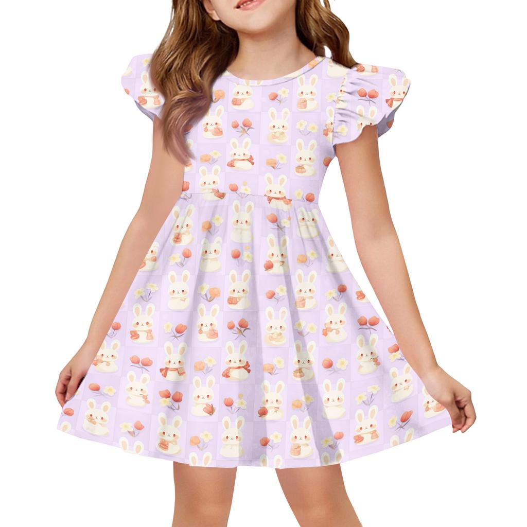Girls' Summer Princess Dress - A-Line T-Shirt Dress Easter Day