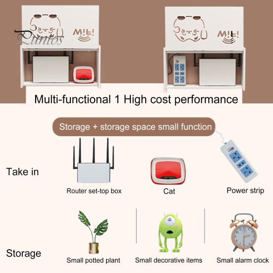 WiFi Router Storage Box Wall Mount Wooden Router Shelf Organizer Power Strip Cable Management Hider Rack for Modem Cable Router Cover