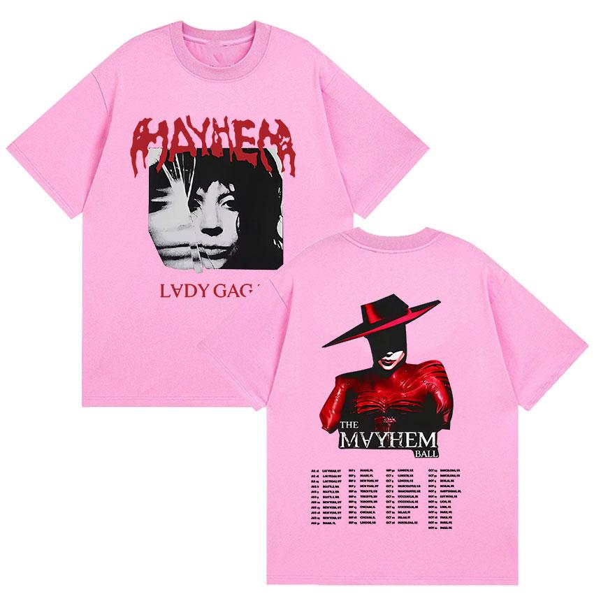 Lady Gaga The Mayhem Ball Album 2025 Fans T Shirt Unisex Women Hip Hop Retro Style Short Sleeve T-shirt 100% Cotton Tees Streetwear