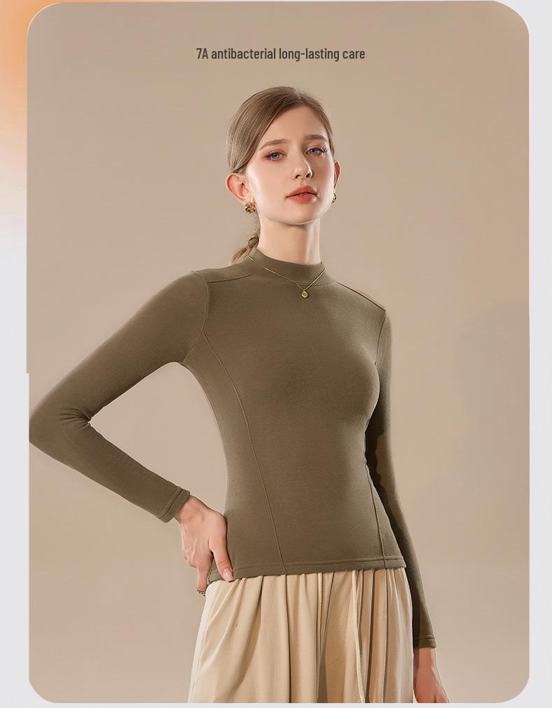 Slim-Fit Half-High Neck German Velvet Warm Mid-Neck Cashmere Knitwear Top