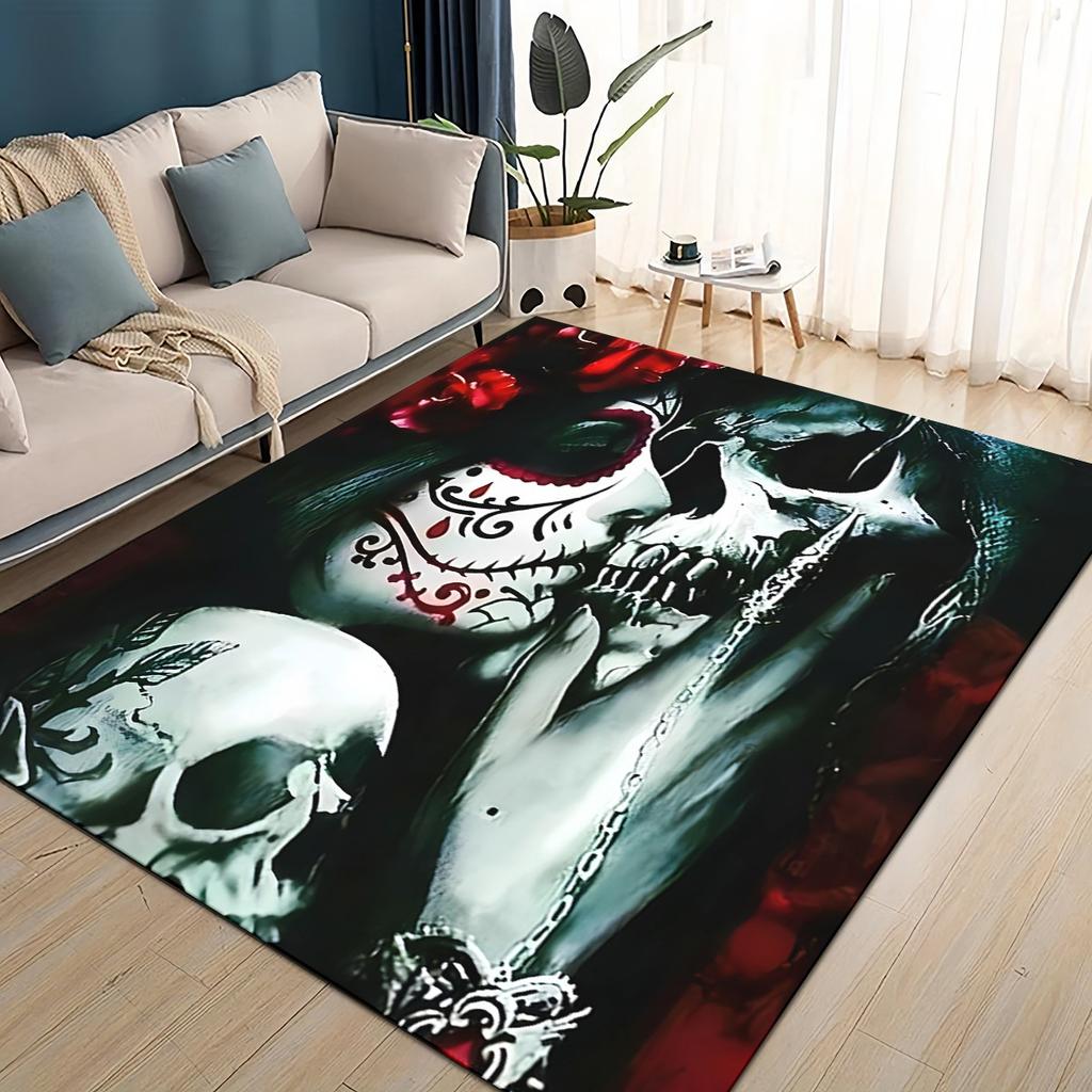 3D Готический Череп Лицо Роза Женщина Ужасный Мультяшный Ковер Коврик для Гостиной Спальни Дом Диван Украшение, Детский Нескользящий Напольный Коврик