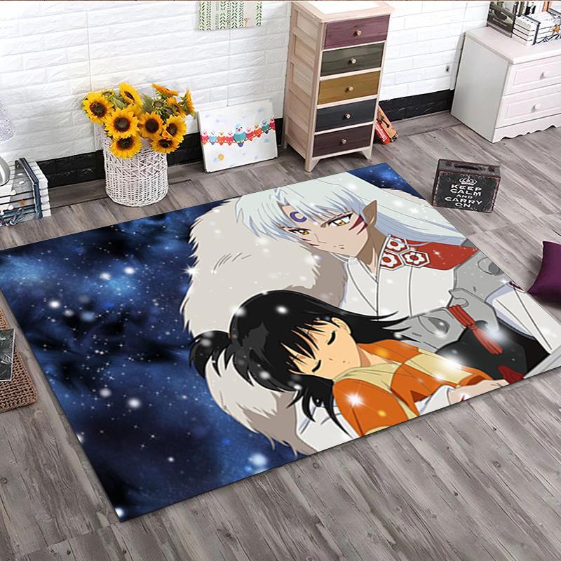 Inuyasha Vs Sesshomaru Carpet Office Decorative Carpet For Living Room Bedroom Door Mat Floor Rug Computer Chair Area Rug holiday gift