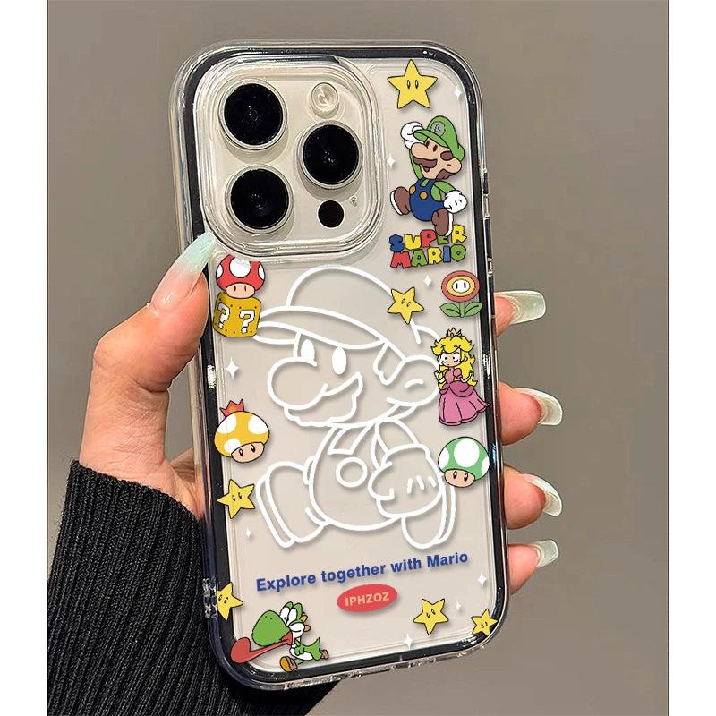 Чехол для мобильного телефона Line Mario для Apple iPhone16/17Pro 14 2-в-1 15 Аниме 12 Цветная кромка 13