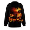 Women's Fashion Casual Long Sleeve Halloween Printed Zipper Turtleneck Drop Shoulder Sweatshirt Top