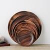 Round Solid Wood Tray Tableware Sets Trinket Dish Set Sushi Fruit Tea Tray Dessert Plates Acacia Wooden Dinner Breakfast