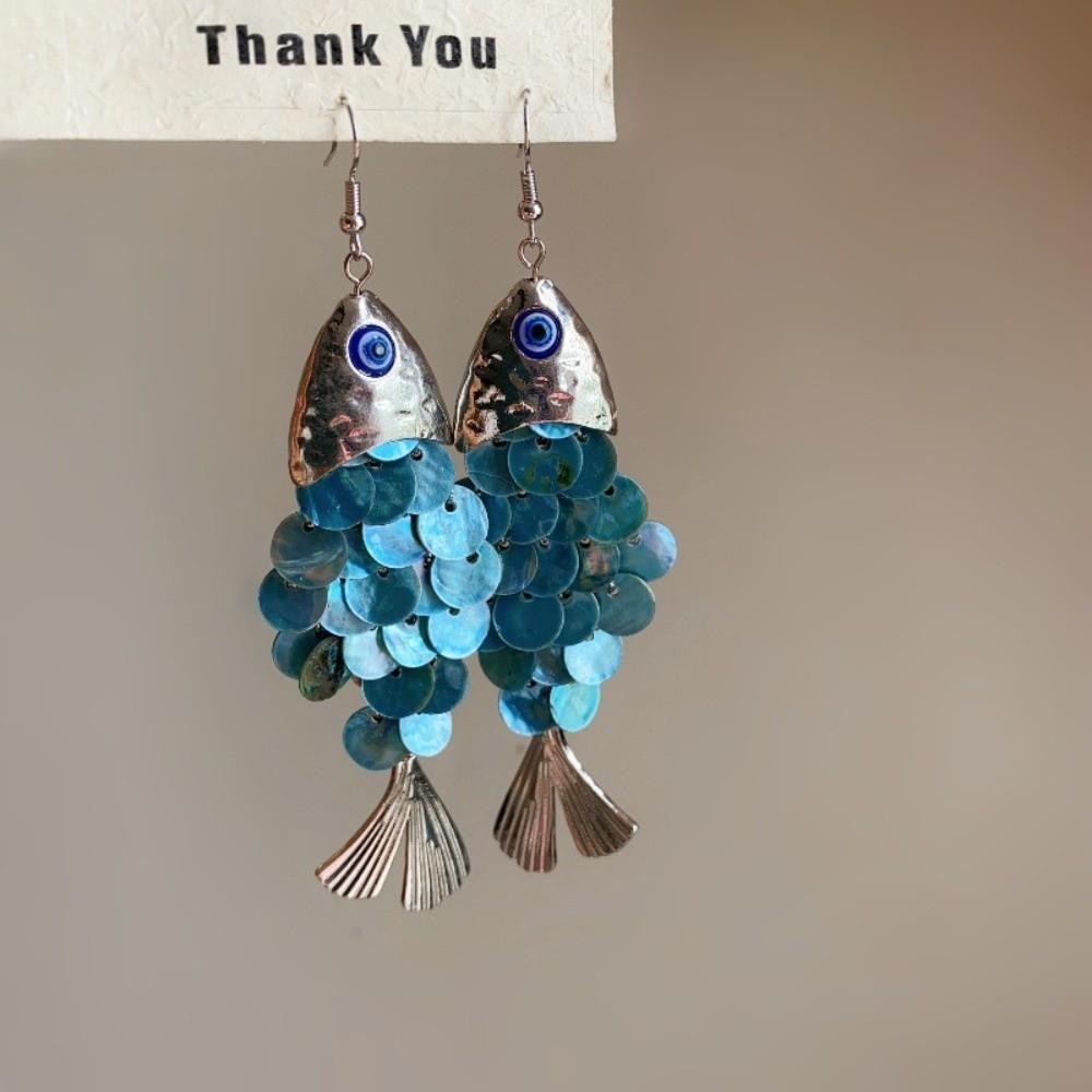 Personality Imitation Shell Tassel Earrings Elegant Dangle Earrings Fish-shaped Earrings Festival