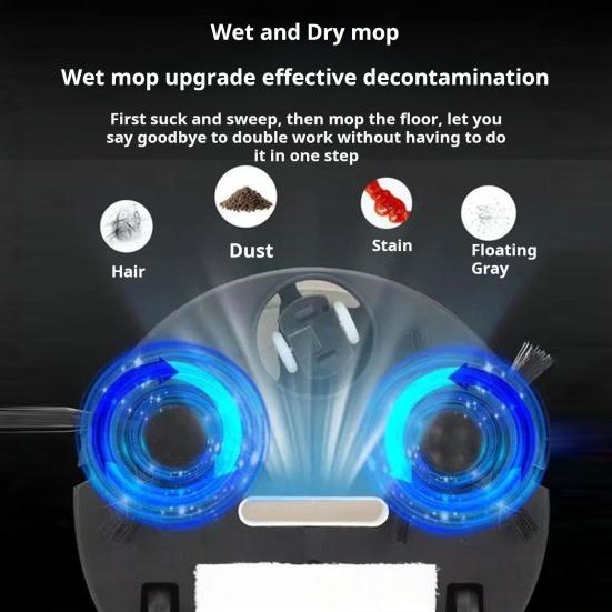 Подметающий робот-пылесос Ультратонкий дизайн Мощное всасывание Низкий уровень шума Работающий от аккумулятора пылесос
