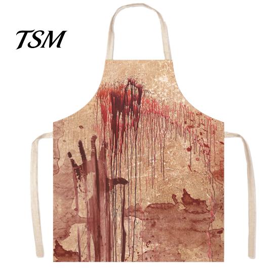 Novelty Barbecue Apron Halloween Butcher with Realistic Blood Stain, Washable Protective Work Apron, Adult Props Horror Costume Prop for Cosplay