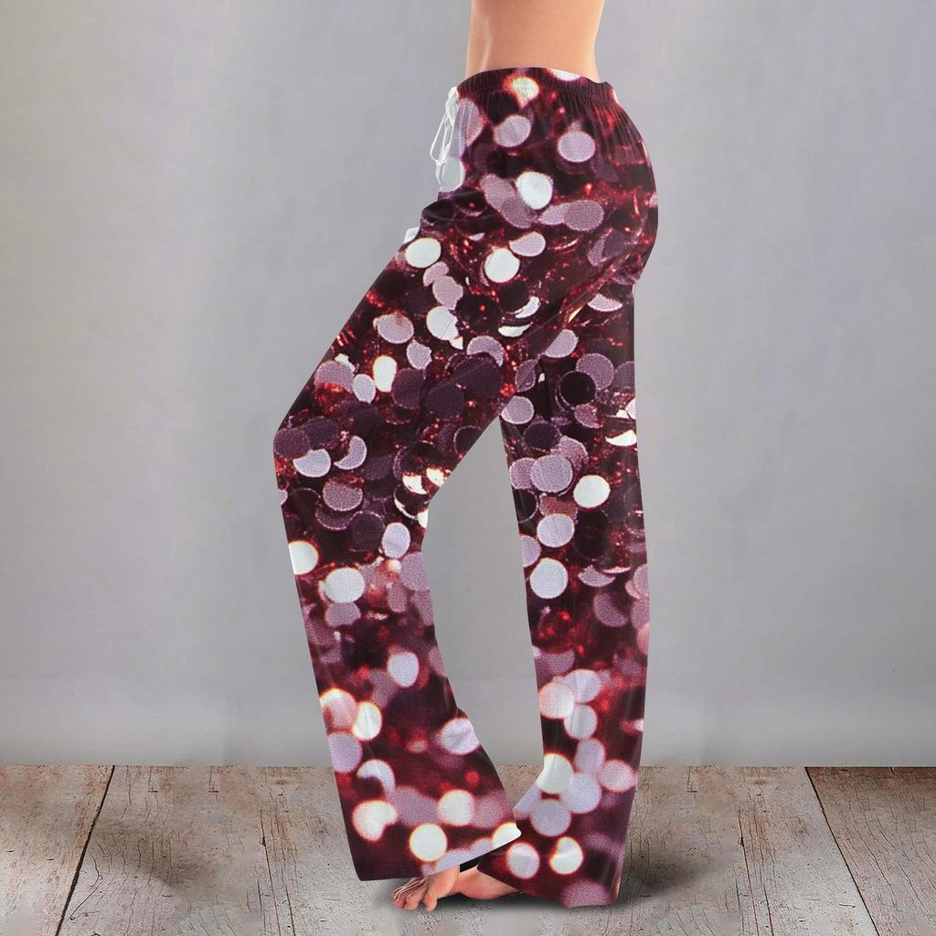 Женские милые брюки с цветочным принтом на завязках, повседневные пижамные брюки