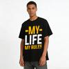 Trendy MY RULES Print Casual T-Shirt Unisex Loose Fit Versatile Top Pure cotton T-shirt