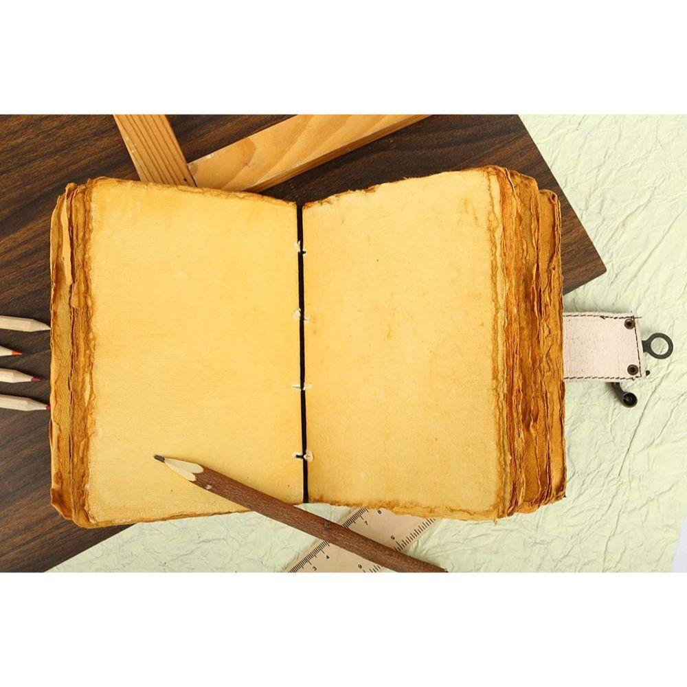 Blank Spell Book of Shadows Journal with Lock Clasp Antique Handmade Deckle Edge