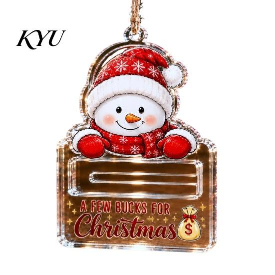 Holiday Party Favor Decor Christmas Money Holder Ornaments, Acrylic Gingerbread Snowman Santa Cash Stocking Stuffer for Gift Xmas Tree, Home