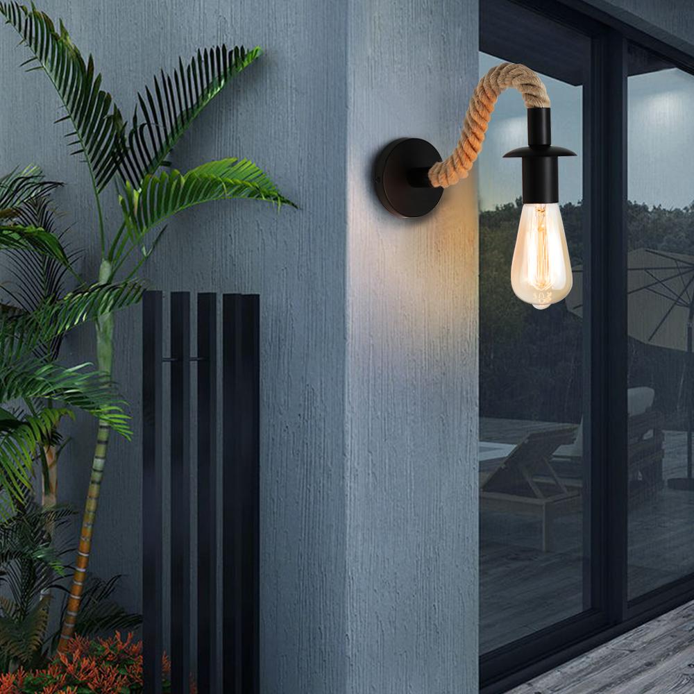 Ретро Пеньковая Веревка Индустриальный Лофт Настенный Светильник Винтажный Декор Настенные Светильники Для Гостиной Внутреннее Бра Освещение