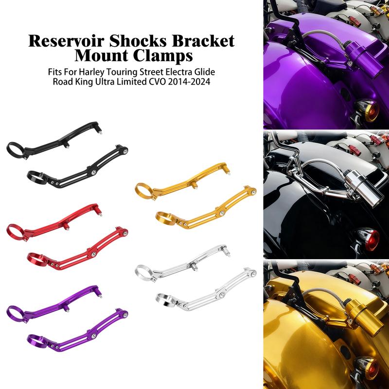 Motorcycle Rear Shock Mount Bracket Remote Reservoir Holder Clamp Set For Harley Touring Electra Glide FLH 2014-2024 FLHX FLTRX