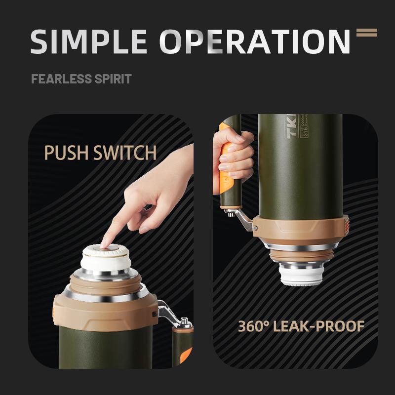 TKK 2000 мл SUS-316 термос большой емкости из нержавеющей стали портативный термос изолированный стакан с веревкой термобутылка