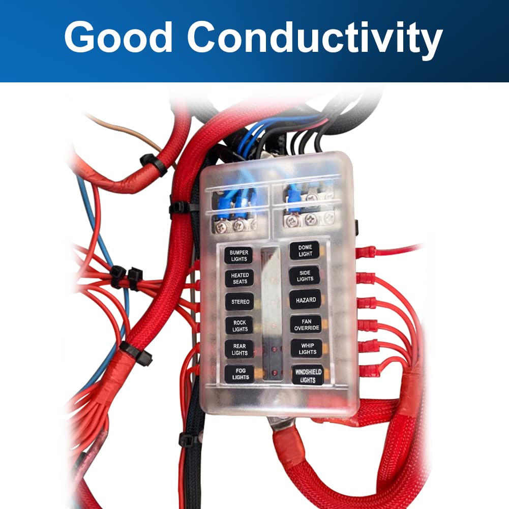 ADPOW предохранительный блок 12 держатель водонепроницаемый пылезащитный светодиодный сигнальный фонарь блок защиты цепи с комплектом для зуммера и наклейкой ATOATC лезвие предохранитель для авто B