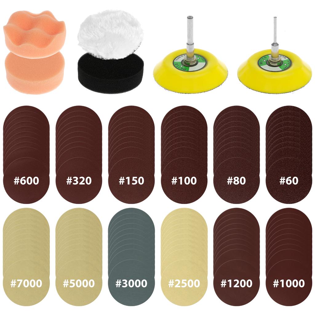 Sanding Discs Pad Variety Kit for Drill Grinder Rotary Tools 60-10000 Grit Wet/Dry Sanding Paper Waxing Foam Polish Pads For Car