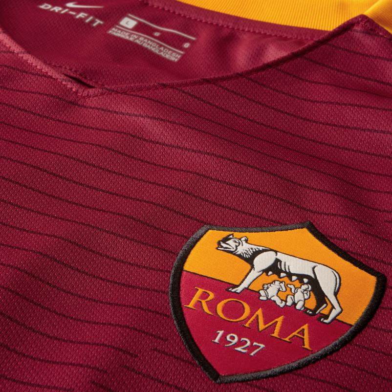 Nike Dri-Fit AS Roma 2016/17 Стильная Мягкая Удобная Простая Футболка с Коротким Рукавом Мужские топы Насыщенно-Красный 776967-677