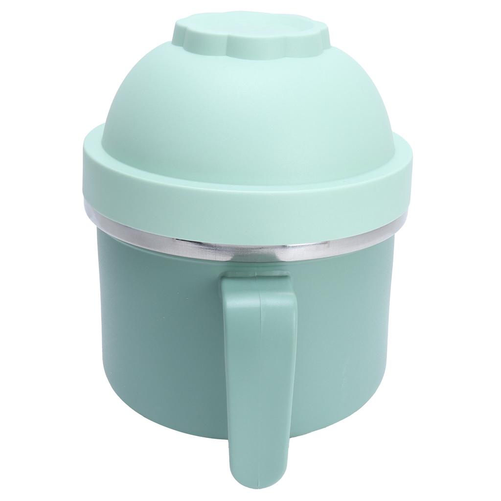 Portable Lunch Box Double Layer Thermal Noodle Bowl with Handle Kitchen Utensils Green