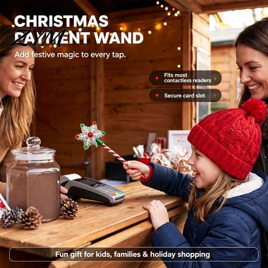 Holiday Shopping Accessory Christmas Tap Wand for Credit Card, Contactless Payment Tool with Festive Snowflake Portable Card Holder Gingerbread