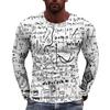 Fun Mathematical Formula Pattern Men's Long Sleeved Casual T-shirts - Soft Medium Stretch Polyester Fabric Spring and Autumn Relaxed Fit Clothing