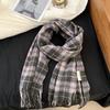 Korean Style Red Tassel Plaid Scarf: High-End, Warm Winter Shawl for Women