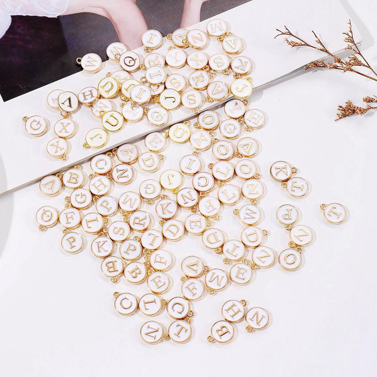 DIY Korean Letter Accessories Kit: 26 Alphabet Tags for Student Girls - Double-Sided, Large Hole Weaving Materials