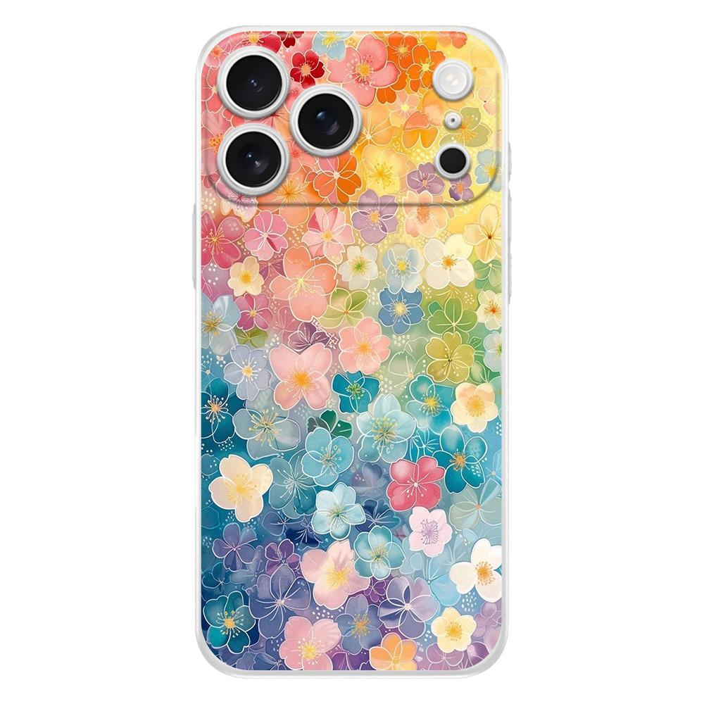 Мягкий прозрачный чехол из ТПУ для телефона iPhone 17 Air 16E 16 11 15 14 Pro MAX 12 13 7 8 Plus SE Пасхальный чехол Летний разноцветный цветок