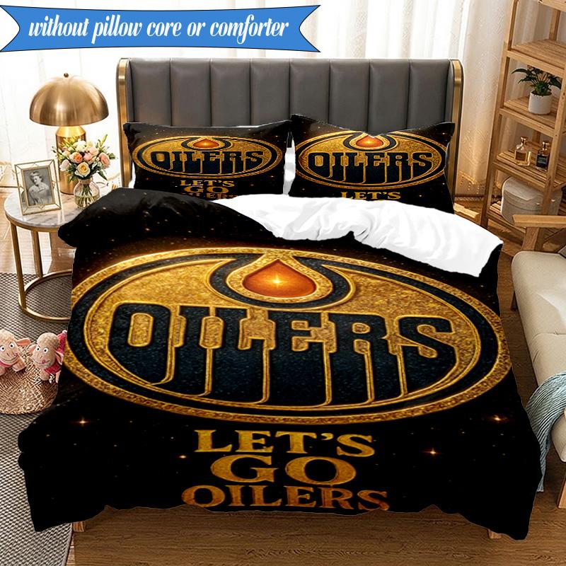 3PCS Energetic Oilers Team Spirit Bedding Set,Including 1pc Duvet Cover And 2pcs Pillowcases Perfect for Bedroom, Dormitory, Fan Christmas gift
