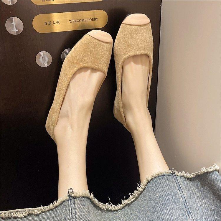Туфли Fairy нежные одинарные туфли замшевые с мелким горлом весна 2025 новые мягкие плоские подошвы одна педаль универсальные туфли Doudou женские