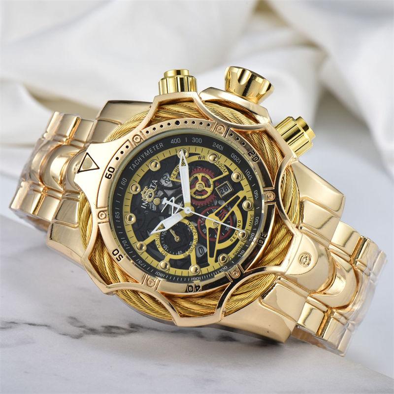 Мужские часы с большим циферблатом, стальным ремешком, спортивные кварцевые часы, модные наручные часы для улицы GZW