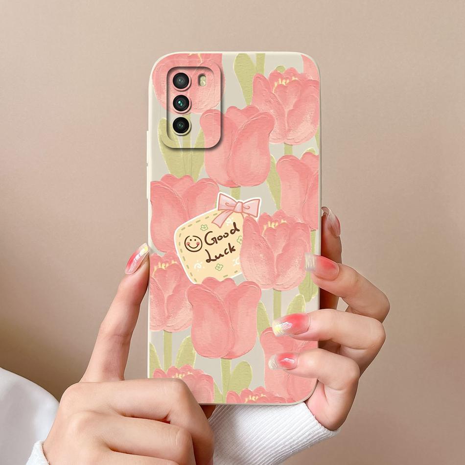 Чехол для Xiaomi Poco M3 Pro Цветочный Мягкий Жидкий Силикон Защита Камеры Противоударная Задняя Крышка Для Poco M 3 Pro M3Pro Coque Capa