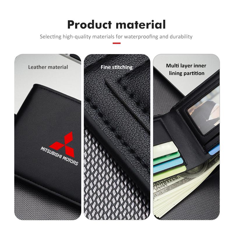 xkhr10 Men Leather Zipper Wallet Coin Pocket Vintage Big Capacity Male Short Money Purse For Mitsubishi Outlander Lancer Eclipse Mirage