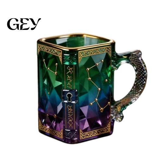 Fantasy Lover Mug Magic Constellation Glass Mug, 330ml Zodiac Coffee Cup with Home Library Heat Reveal Design, Starry Night Water for Collectors