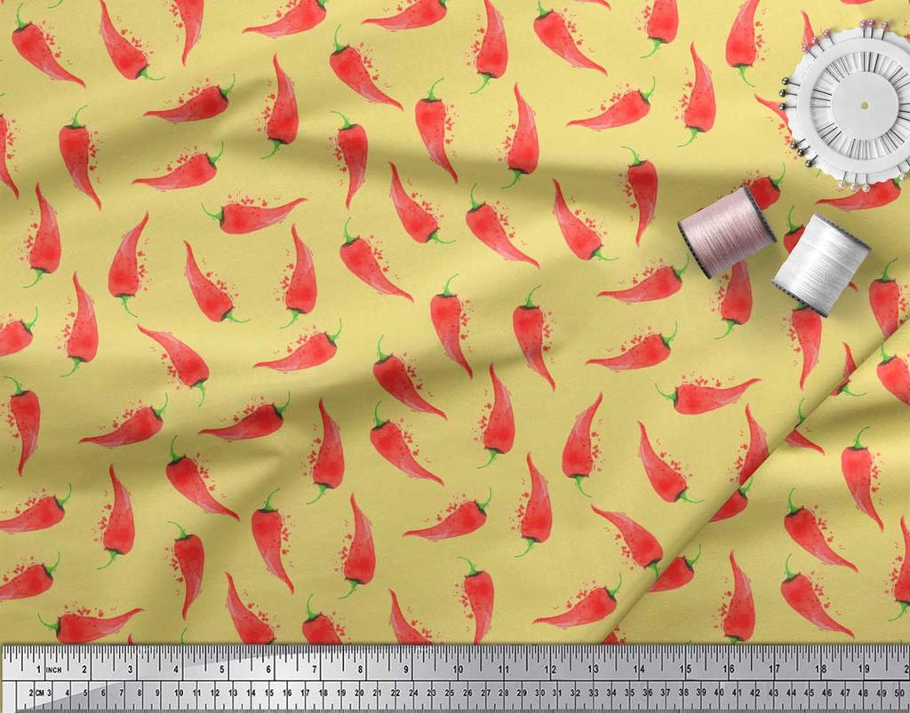 Soimoi Черная полиэстеровая креповая ткань с принтом овощей чили, ярд, 42 дюйма