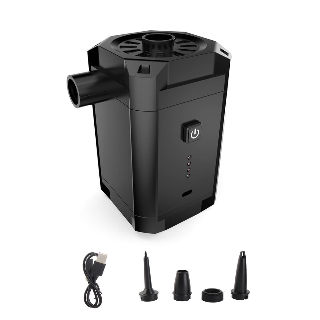 Портативный воздушный насос Беспроводной электрический воздушный компрессор Насос для накачивания и сдувания с 3 насадками и индикатором батареи