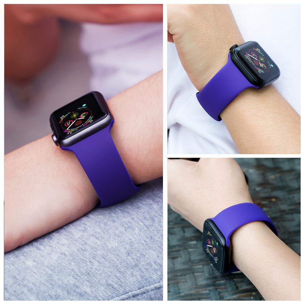 Силиконовый ремешок для Apple Watch Band 41 мм, 44 мм, 38 мм, 45 мм, 40 мм, 42 мм, дышащий ремешок для часов, браслет iWatch series 7, 6, 5, 4, 3, 2, 1