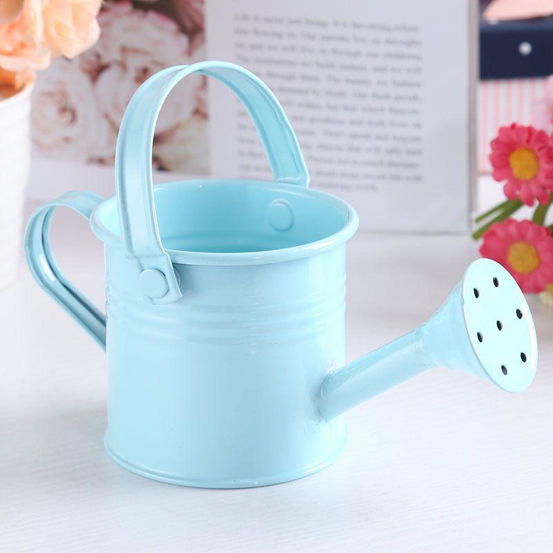 Delightful Light Blue Mini Flower Kettle Water Spraying Metal Pot For Outdoor Use