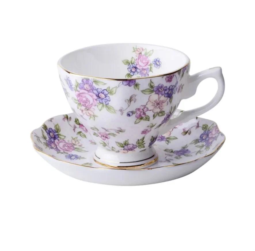 Bone China Coffee Cup Spoon Saucer Set English Afternoon Tea Cup Coffeeware 170ml Porcelain Cup and Saucer for Coffee