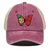 Butterfly Flag of Portugal Print Snapback Trucker Hat,Sunshade Non-Stretch Fabric Adjustable Baseball Hat