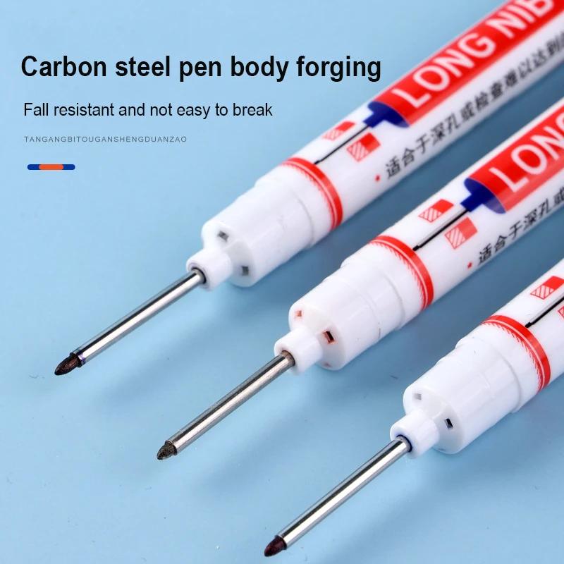6Pcs/Set 20MM Long Nib Markers Deep Hole Head Four Color Waterproof Marker Pens For Woodworking Metal Marker Tools Art Supplies