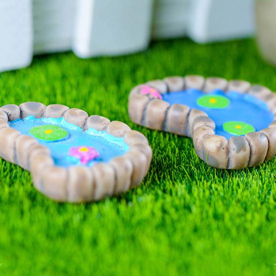 2Pcs/Set Lotus Pond Miniature Landscape Ornaments Garden Bonsai Decorations